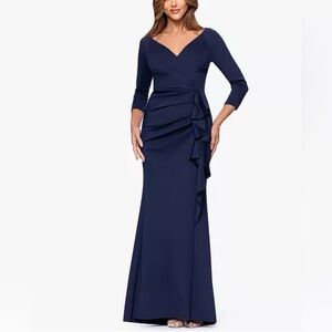 XSCAPE Petite Ruched RuffledGown Size 4P